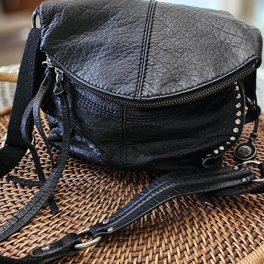 The Sak Black Leather Studded Crossbody Bag